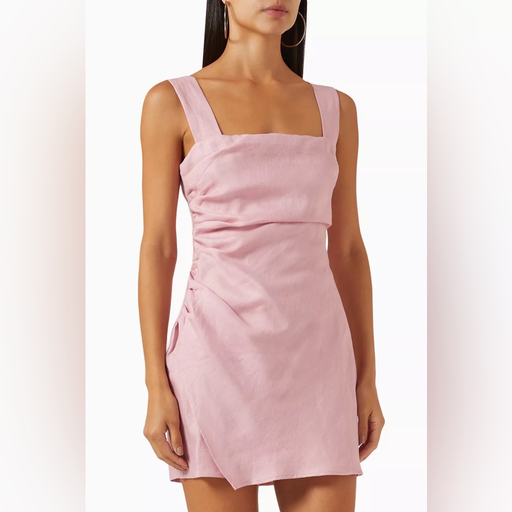 Reformation Kerrigan linen dress “Babygirl” pink